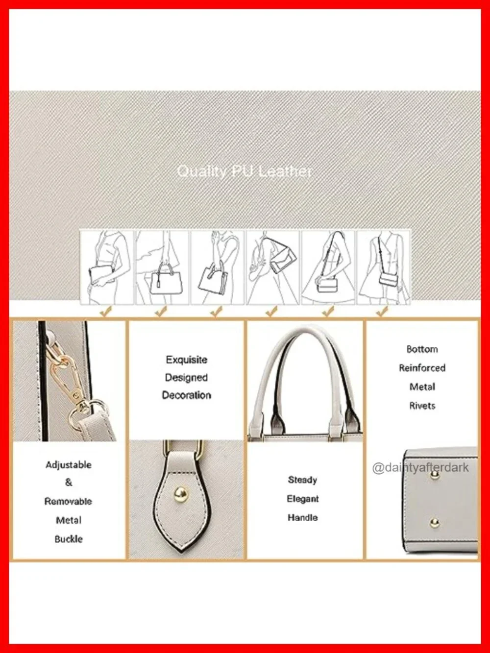 Women's PU Leather Satchel Handbag Crossbody Shoulder Tote